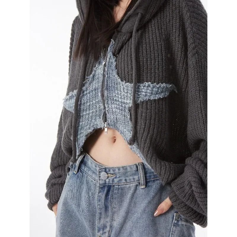 Y2K Grunge Women's Cardigan Sweater Zip Up