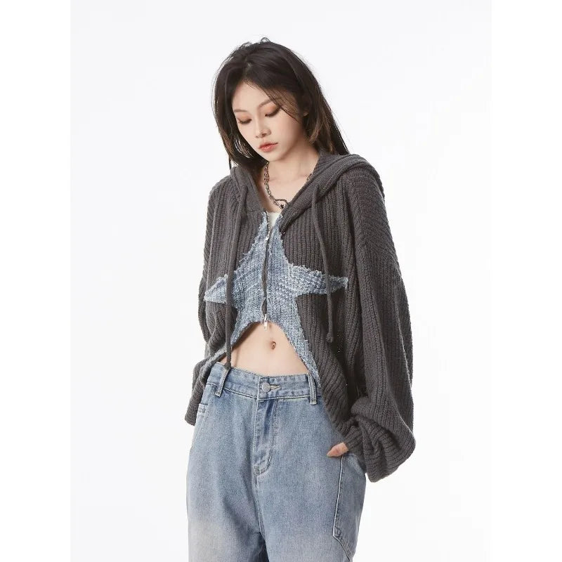 Y2K Grunge Women's Cardigan Sweater Zip Up