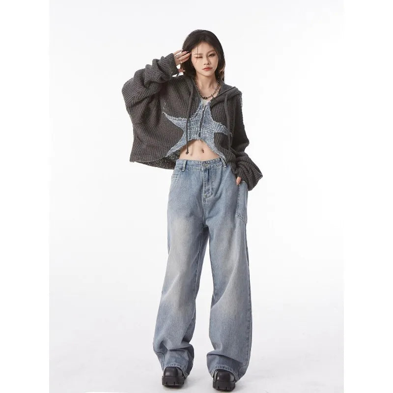 Y2K Grunge Women's Cardigan Sweater Zip Up