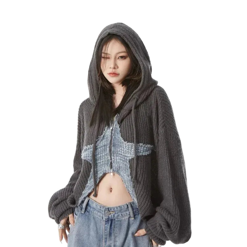 Y2K Grunge Women's Cardigan Sweater Zip Up