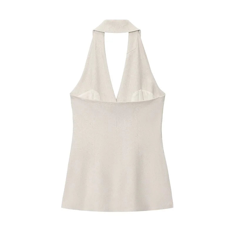 Y2K Halter Sleeveless Low Cut Top Vest
