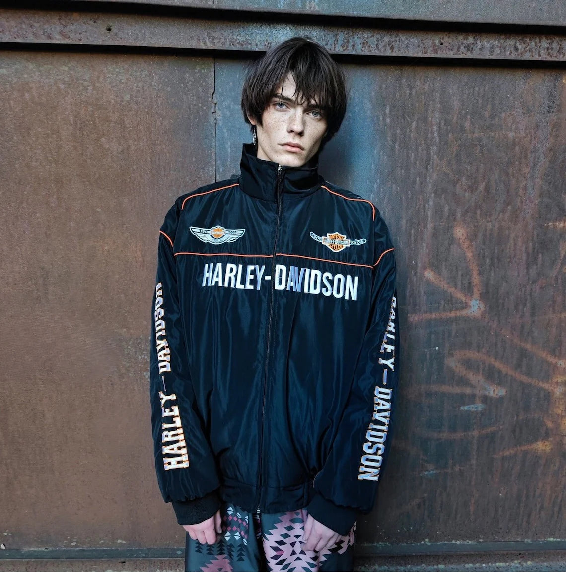 y2k✨️ Harley-Davidson 刺繍 ミリタリー ジャケット Y2K Harley-Davidson Racing Jacket