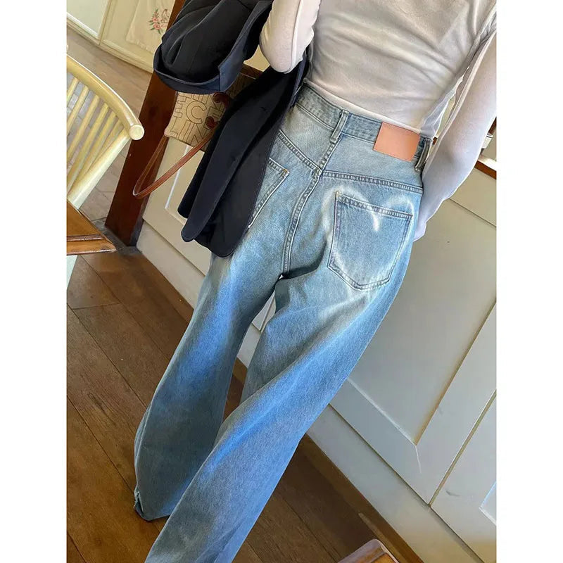 Y2K Heart Print Baggy Denim Jeans