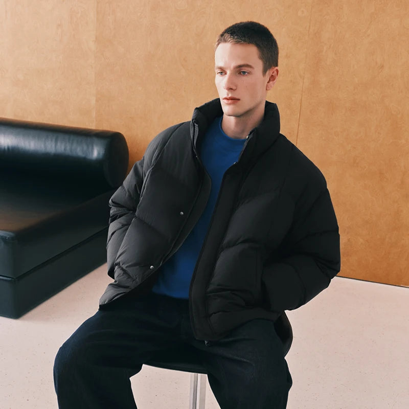 Y2K High Loft Fill Stand Collar Padded Puffer Jacket Coat