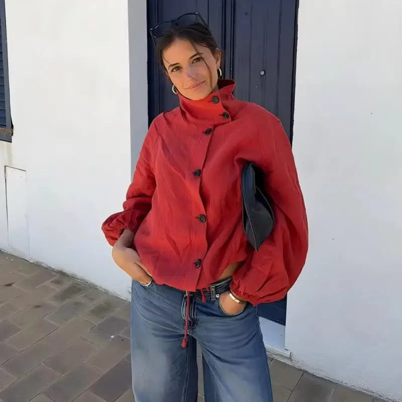 Y2K High Neck Lightweight 90s Style Windbreaker Jacket