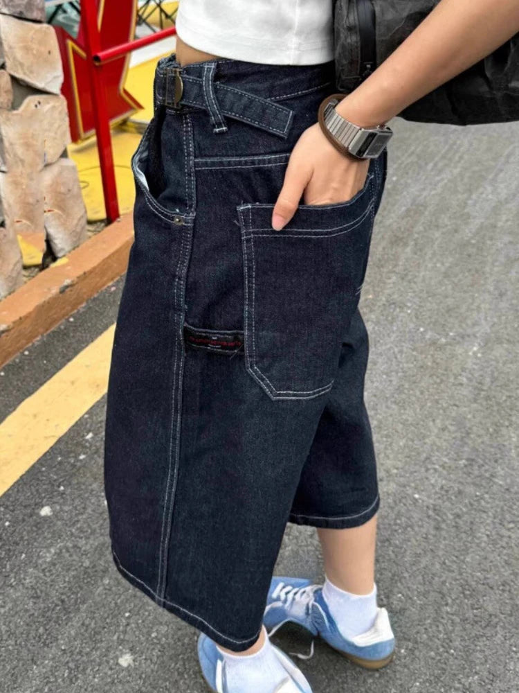 Y2K High Waist Denim Loose Fit Shorts Jorts