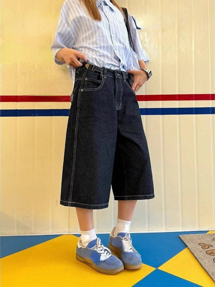 Y2K High Waist Denim Loose Fit Shorts Jorts