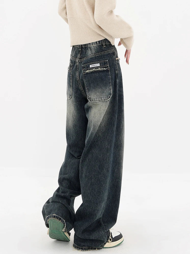 Y2K High Waist Slight Wash Baggy Boyfriend Jeans