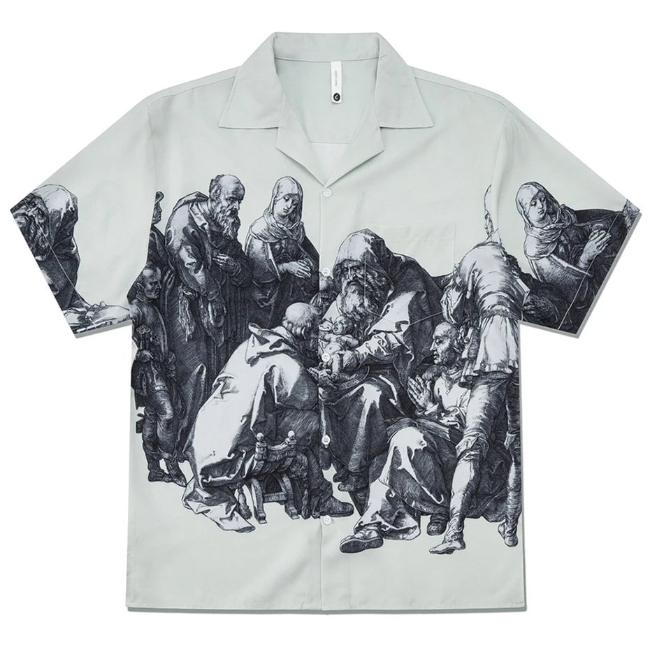 Y2K "Knights Realm" Short Sleeve Button Down Shirt