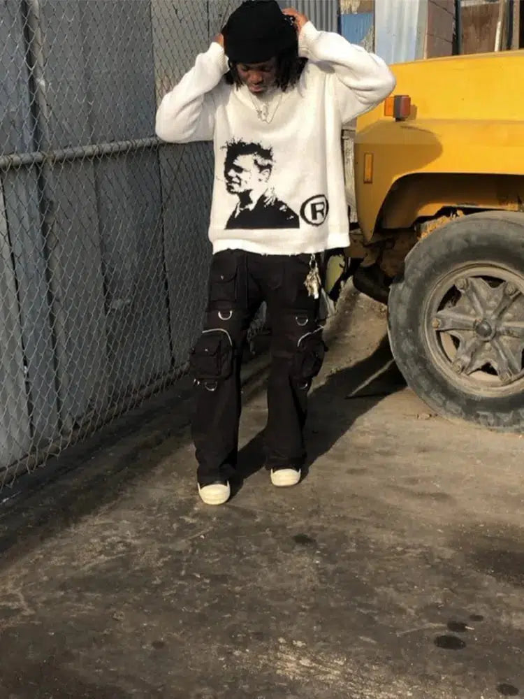 Y2K Knitted Graphic Jumper