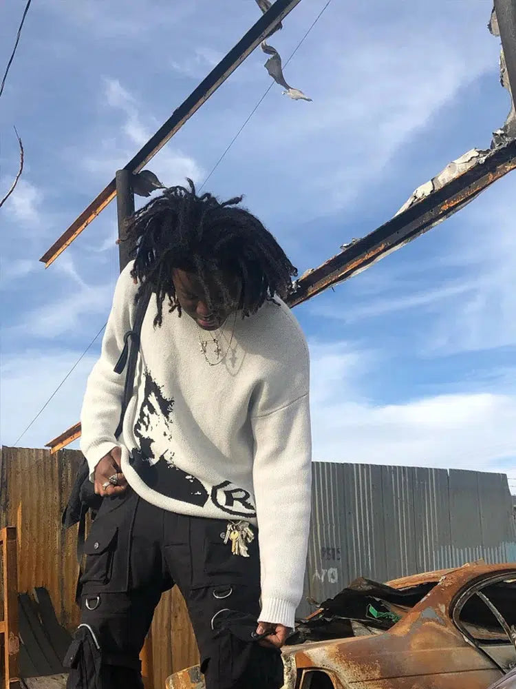 Y2K Knitted Graphic Jumper