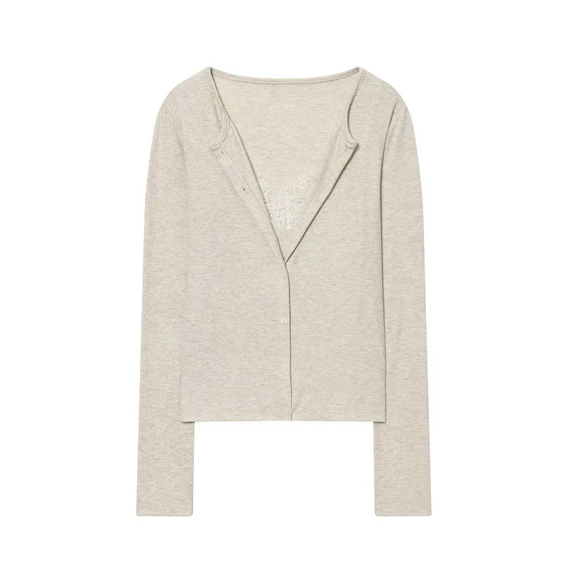Y2K Lace Cropped Low Cut Cardigan Top