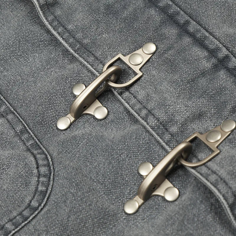 Y2K Lapel Airplane Buckle Denim Jacket
