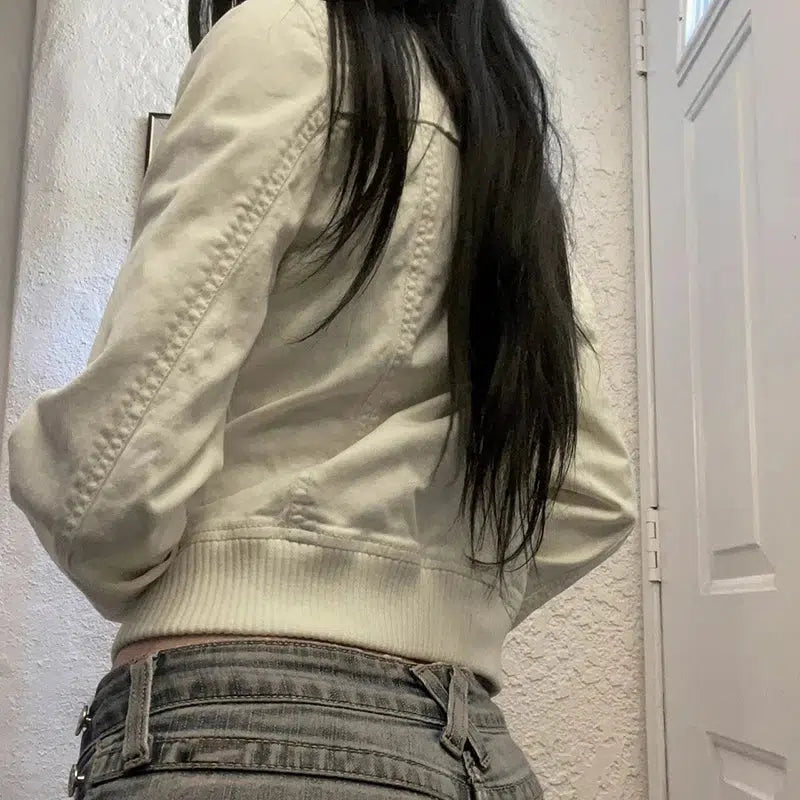 Y2K Leather Cream Jacket
