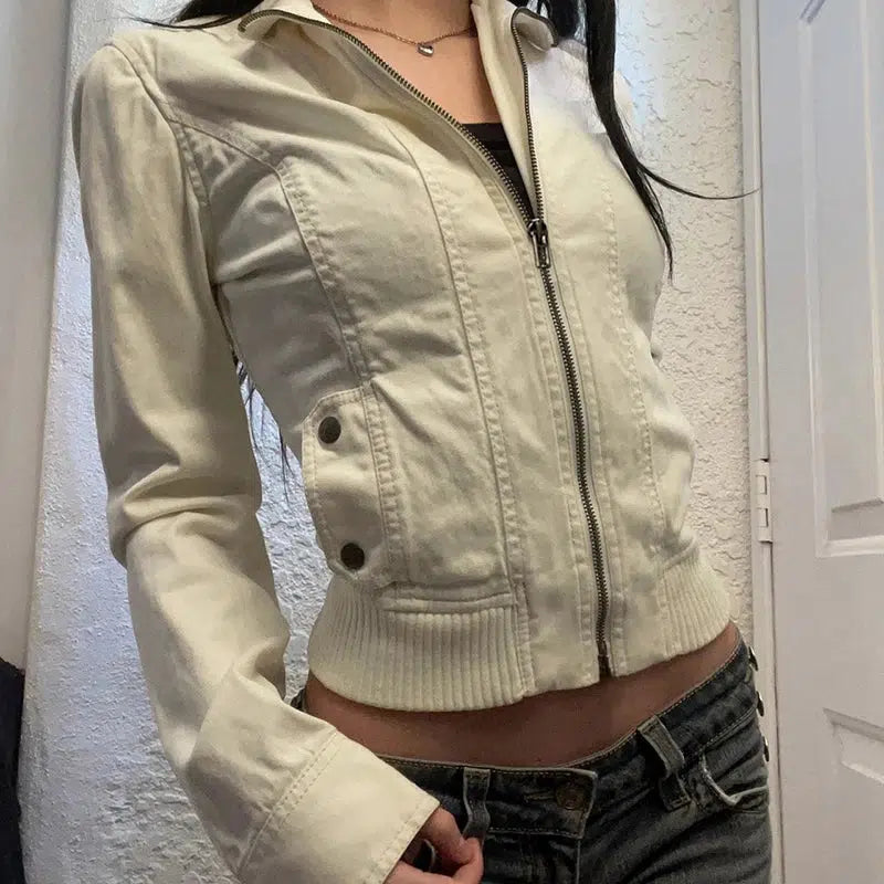 Y2K Leather Cream Jacket