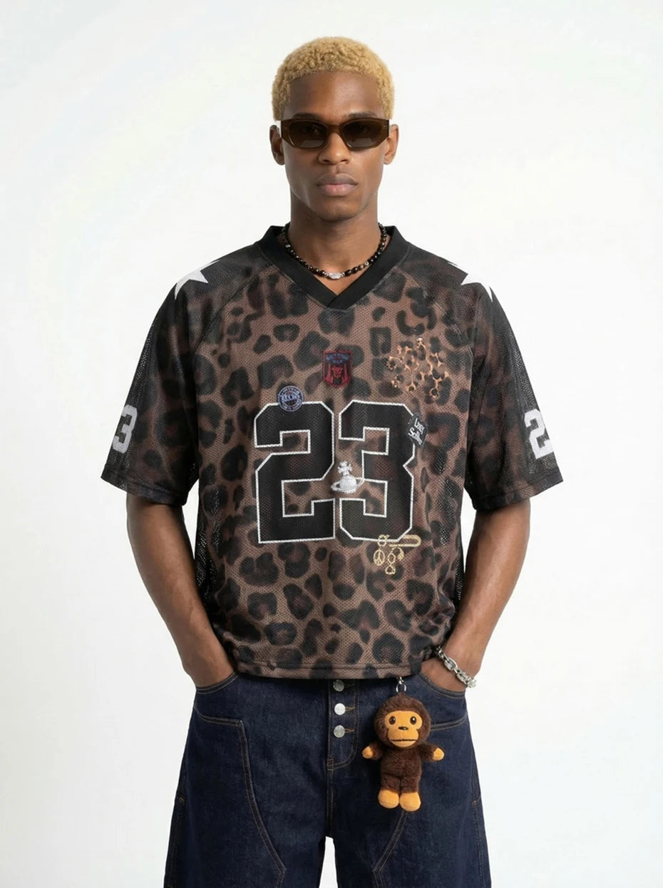 Y2K Leopard Print Mesh Jersey