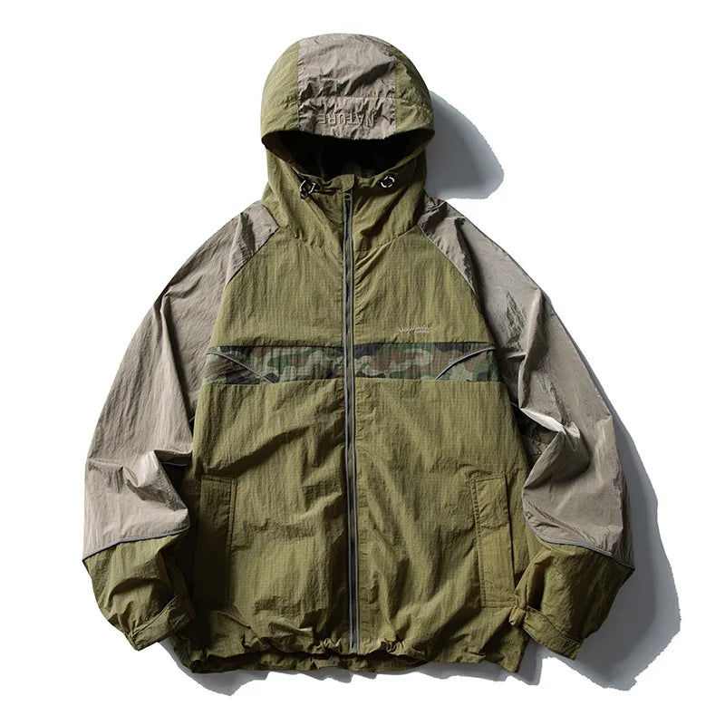 Y2K Lightweight Waterproof Reflective Strip Cargo Jacket Coat