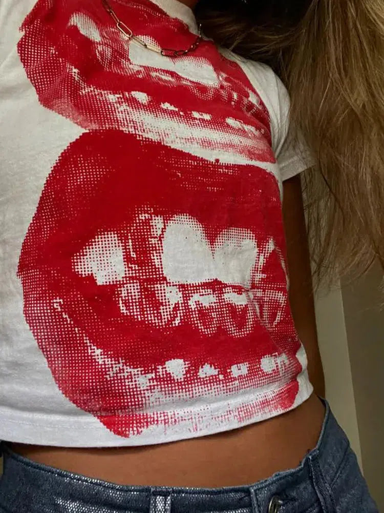 Y2K Lips Crop Top