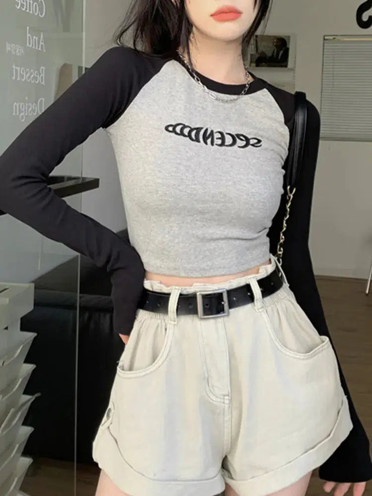 Y2K Long Sleeve Embroidered Top