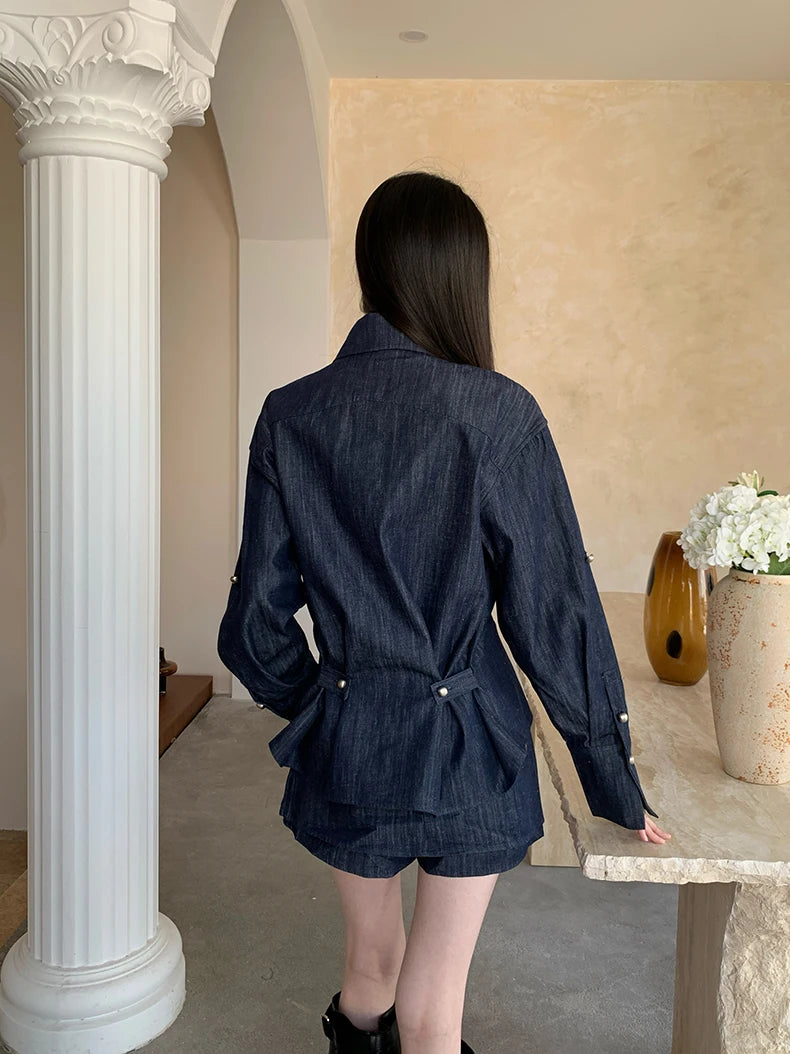 Y2K Matching Denim Shirt and Skirt Set