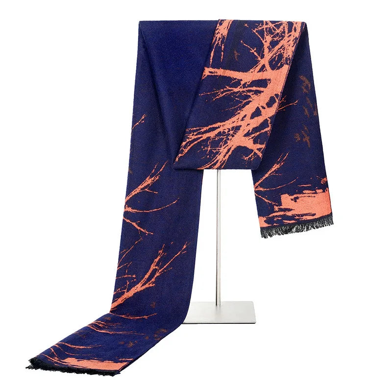 Y2K Mens Abstract "Tree Symbiote" Knitted Scarf