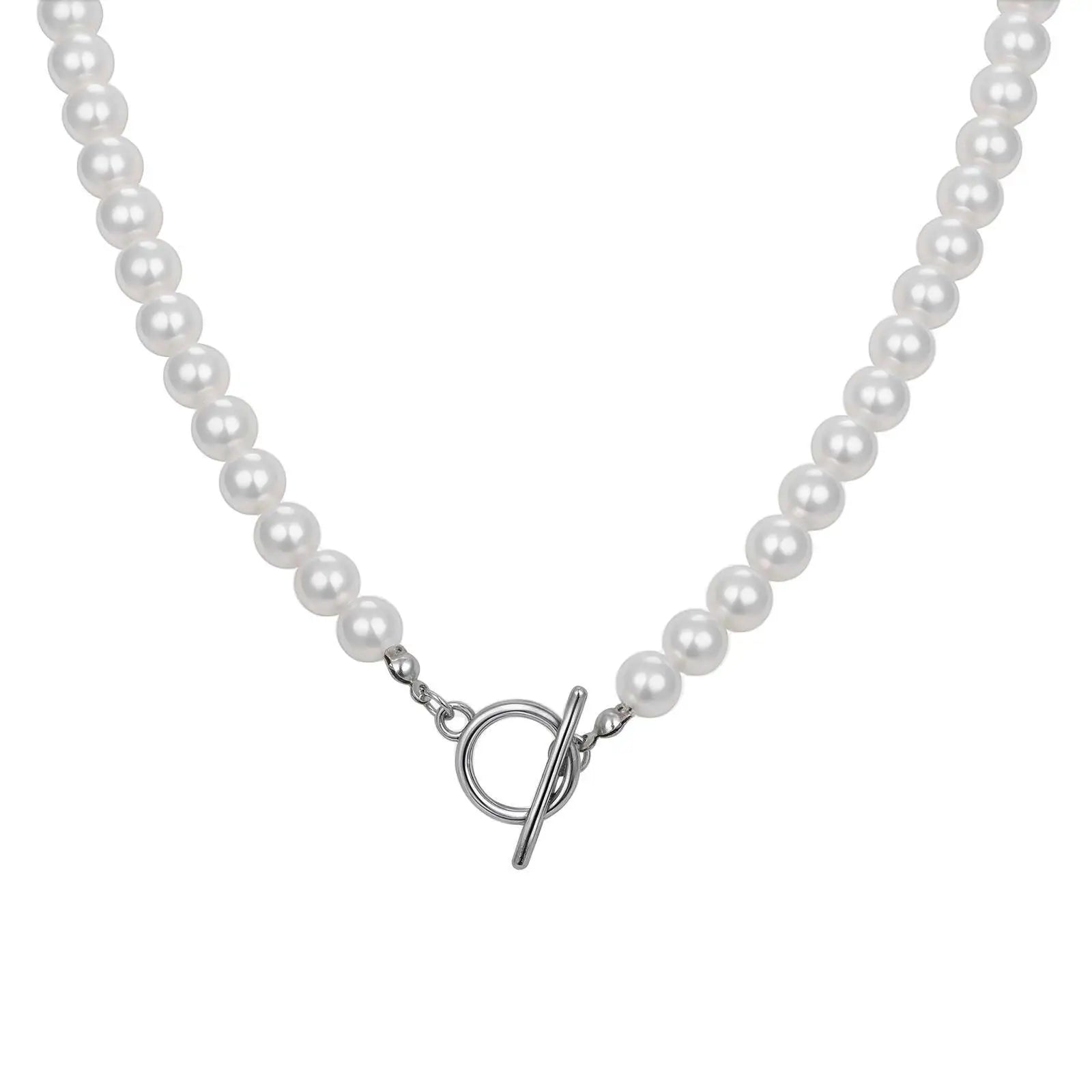 Y2K Mens Imitation Pearl Beaded Necklace