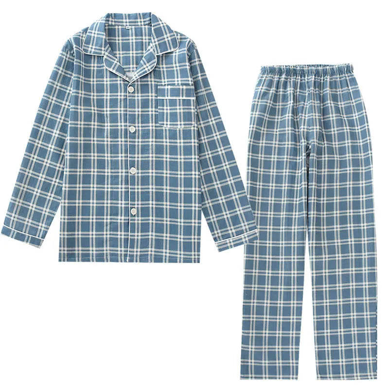 Y2K Mens Plaid Thin Pyjama Set