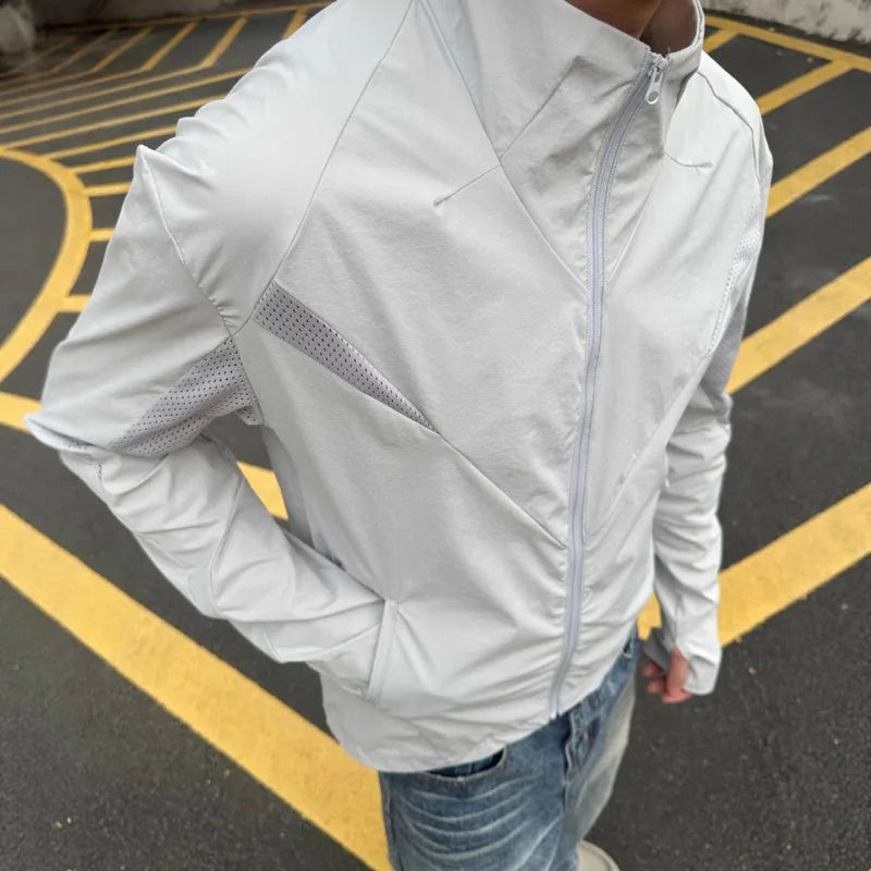 Y2K Mens Slim Activewear Zip Up Jacket