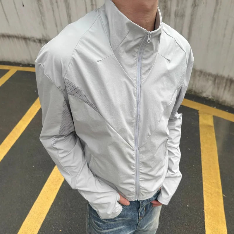 Y2K Mens Slim Activewear Zip Up Jacket