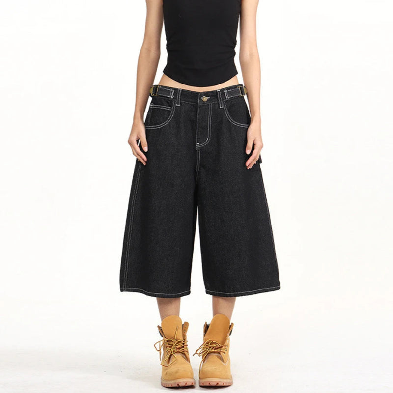 Y2K Mens Wide Leg Denim Carpenter Shorts Jorts