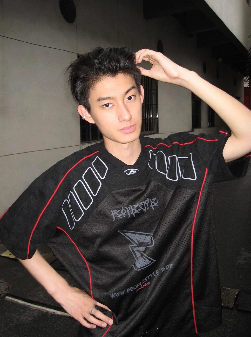 Y2K Mesh Motorcycle V Neck Racing Jersey