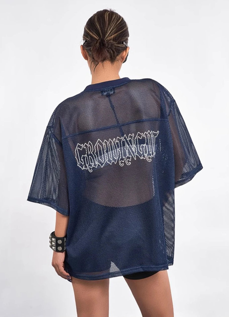 Y2K Mesh Short Sleeve Football Jersey