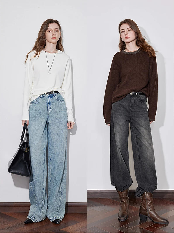 Y2K Mid Waist Straight Boyfriend Fit Denim Jeans