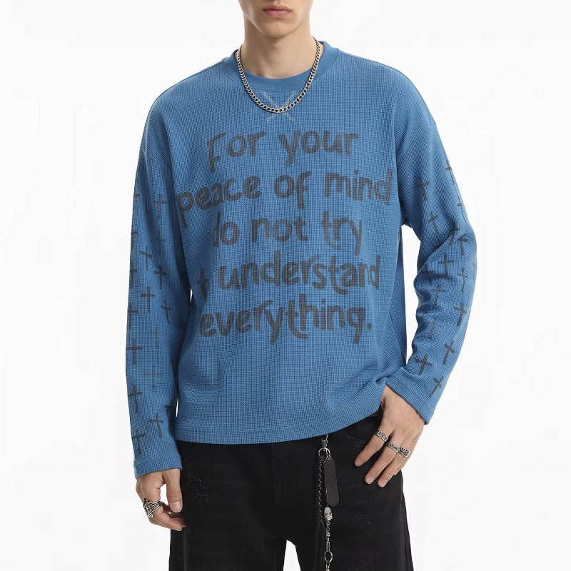 Y2K Minimal Memory Graphic Long Sleeve Top