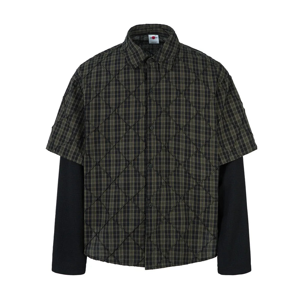 Y2K Mock Two Piece Long Sleeve Button Down Shirt