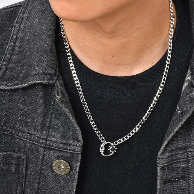 Y2K Moon And Star Hollow Necklace