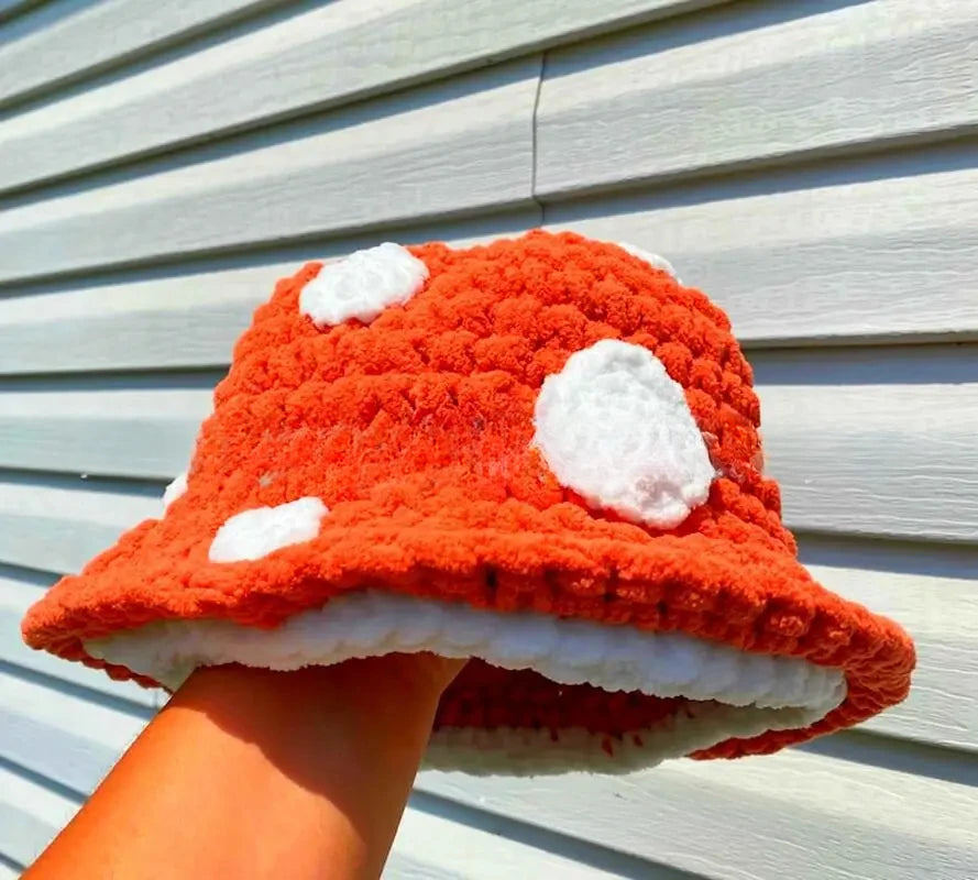 Y2K Mushroom Knit Bucket Hat