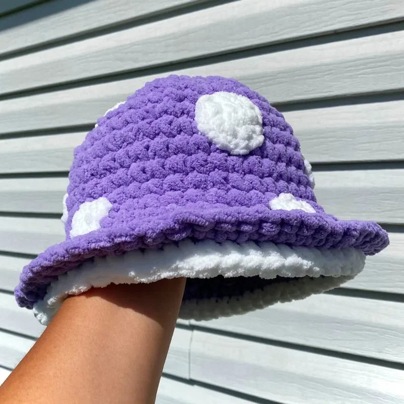 Y2K Mushroom Knit Bucket Hat