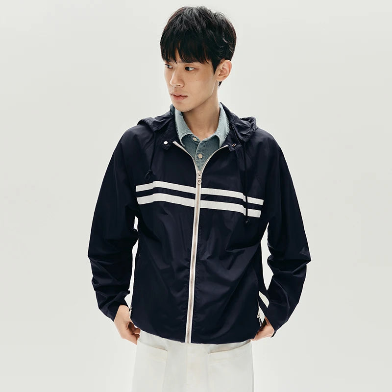 Y2K Nautical Sporty Hooded Windbreaker Jacket