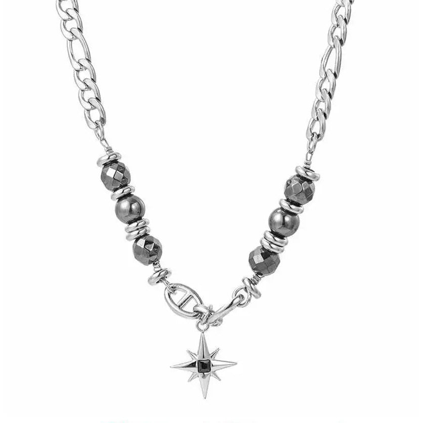 Y2K Obsidian Star Pendant Necklace