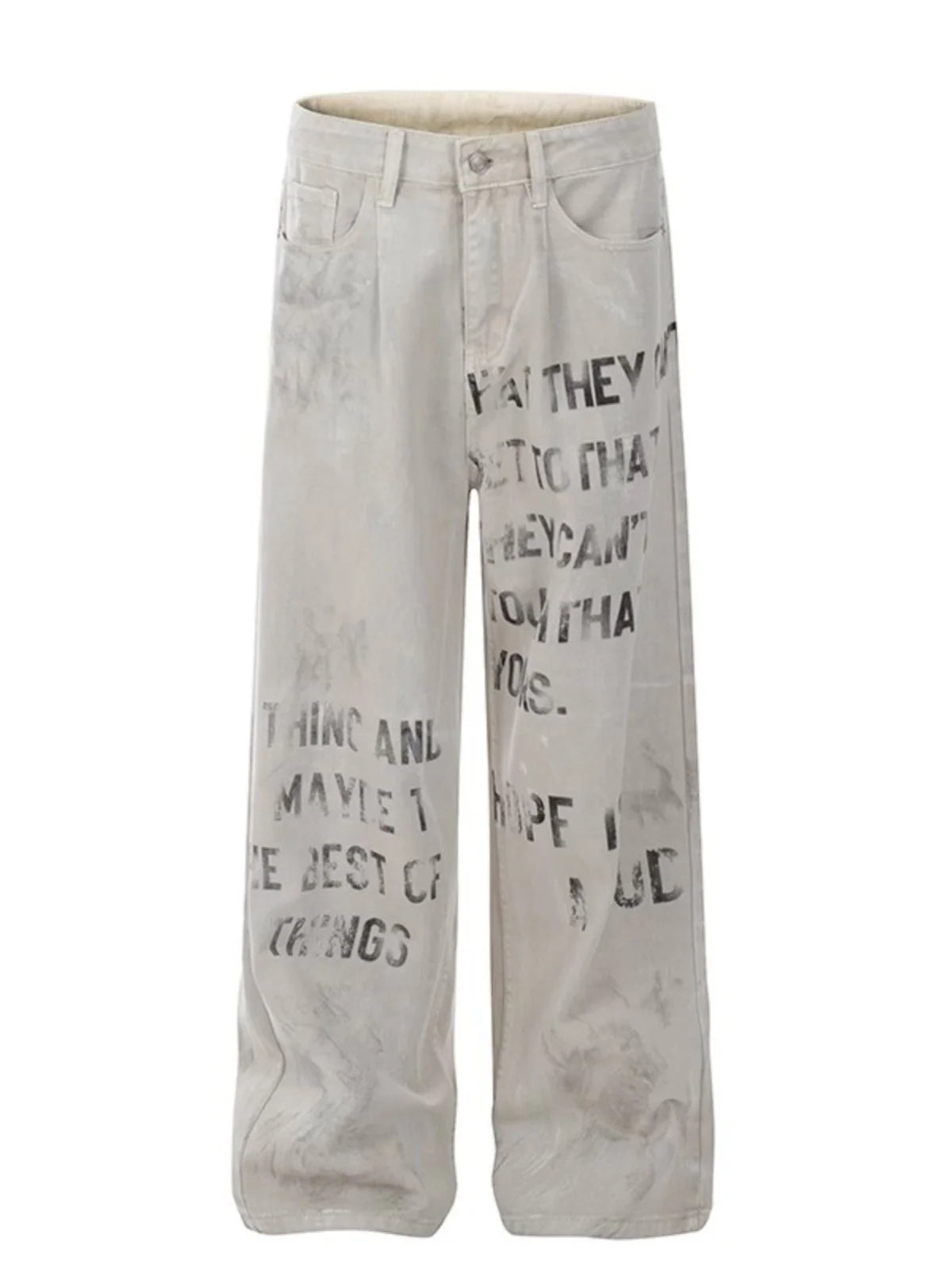 Y2K Off White Baggy Graphic Cargos