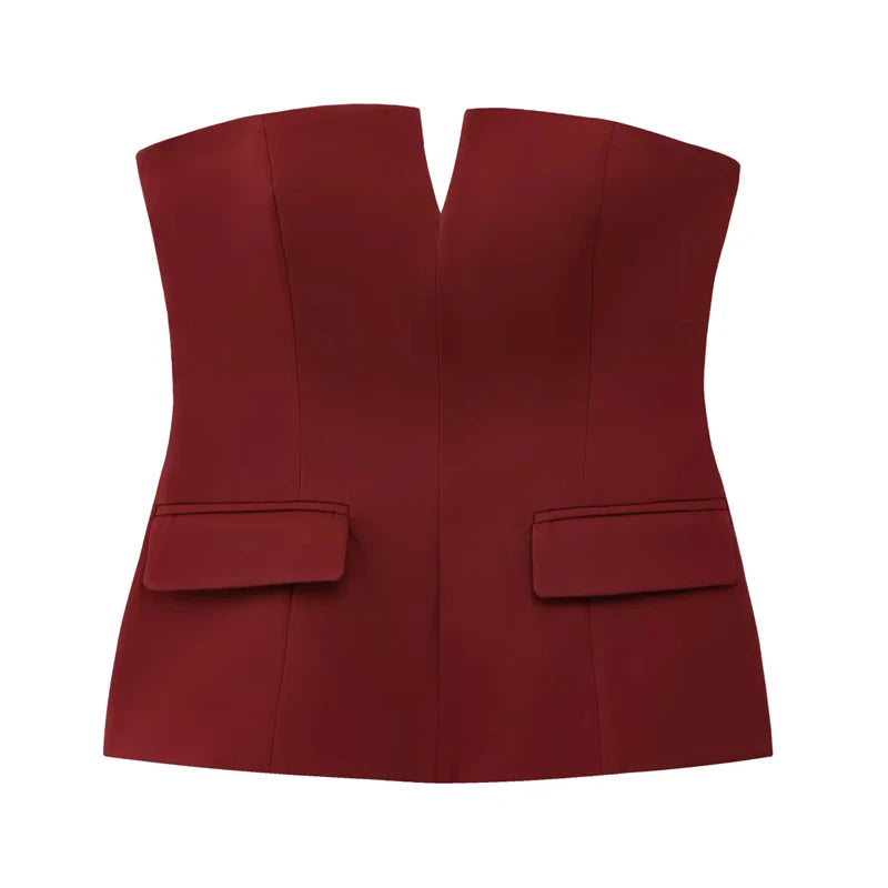 Y2K Old Money Bandeau Crop Tube Top