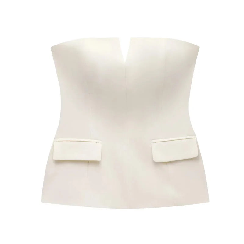 Y2K Old Money Bandeau Crop Tube Top