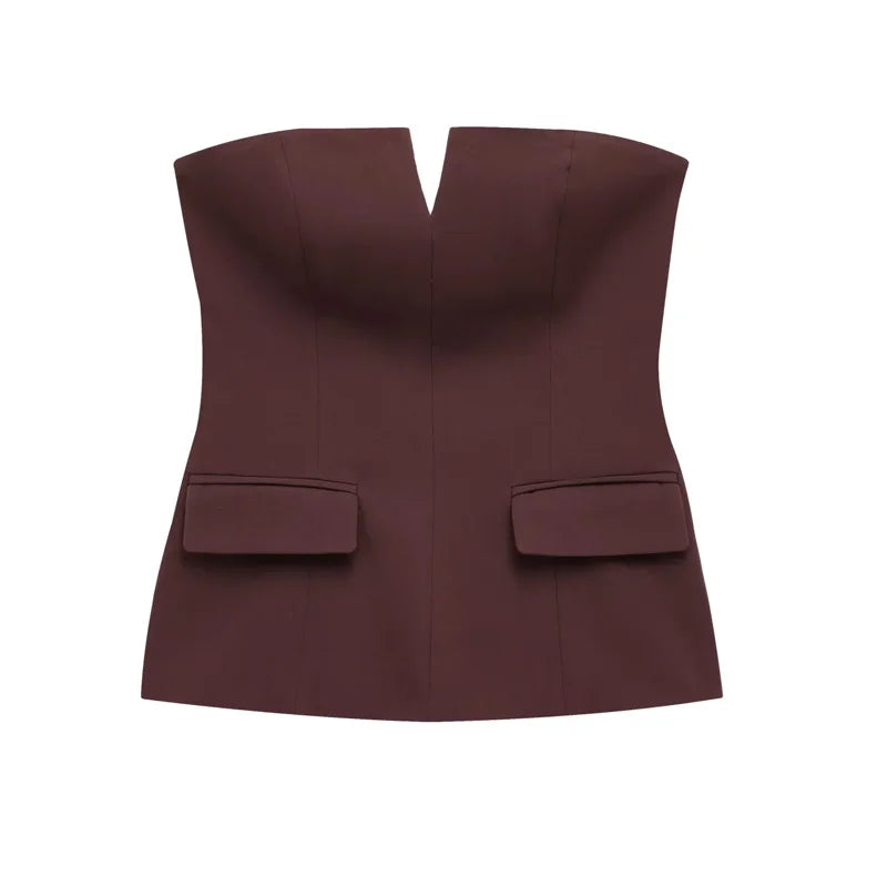 Y2K Old Money Bandeau Crop Tube Top