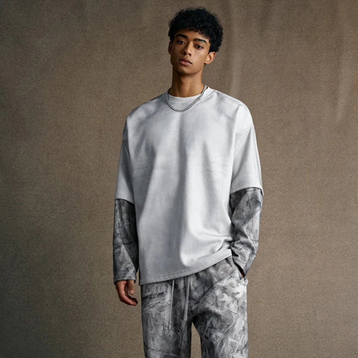 Y2K Origin 340gsm Essentials Desert Camo Mock Long Sleeve T Shirt