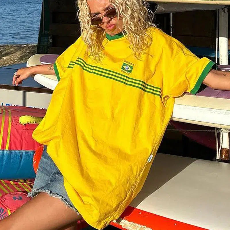 Y2K Oversized Brazil T Shirt