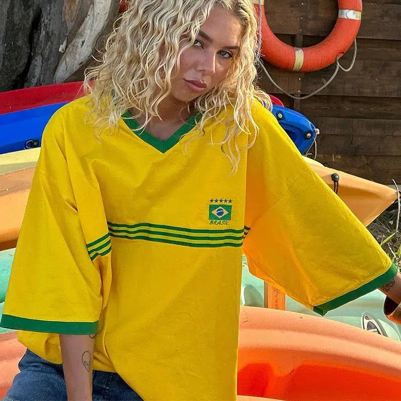 Y2K Oversized Brazil T Shirt