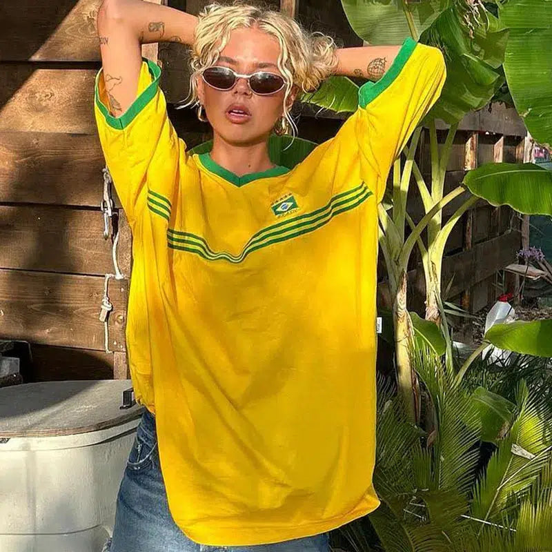 Y2K Oversized Brazil T Shirt