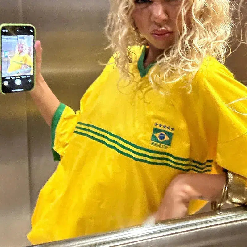 Y2K Oversized Brazil T Shirt