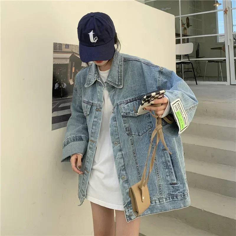 Y2K Oversized Labelled Denim Jacket